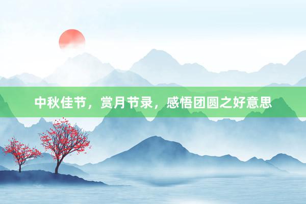 中秋佳节，赏月节录，感悟团圆之好意思