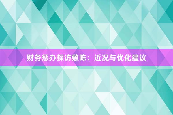 财务惩办探访敷陈：近况与优化建议